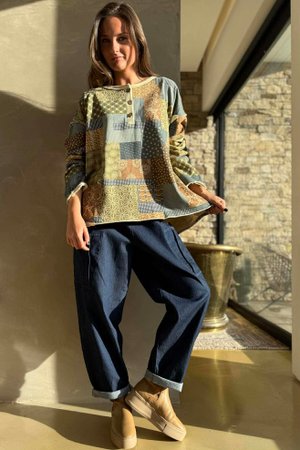 Hippie Shake Patchwork Sweatshirt Stone
